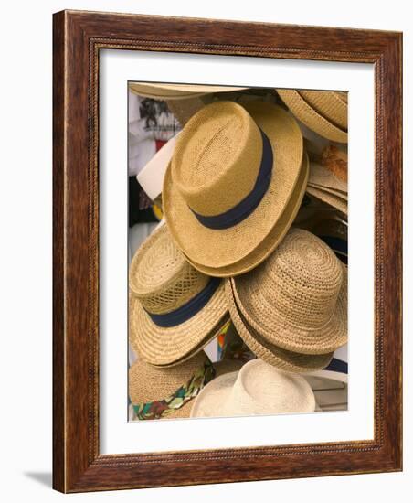 Straw Hats at Port Lucaya Marketplace, Grand Bahama Island, Caribbean-Walter Bibikow-Framed Photographic Print