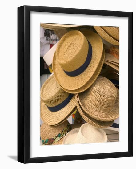 Straw Hats at Port Lucaya Marketplace, Grand Bahama Island, Caribbean-Walter Bibikow-Framed Photographic Print