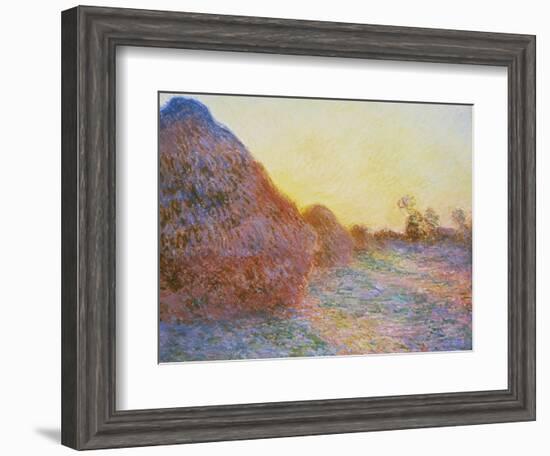 Straw Stacks in the Sunlight, 1891-Claude Monet-Framed Giclee Print