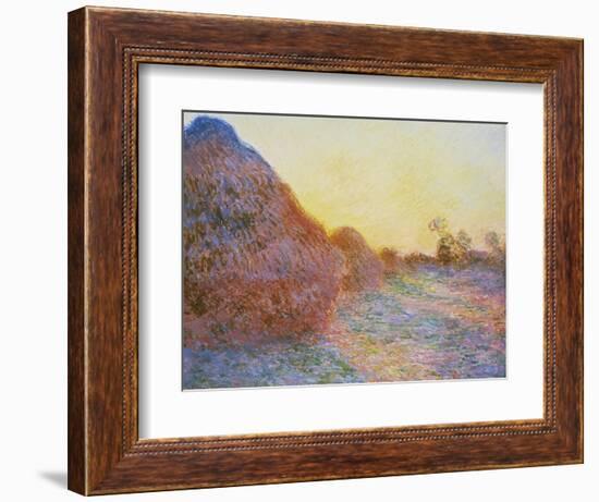 Straw Stacks in the Sunlight, 1891-Claude Monet-Framed Giclee Print