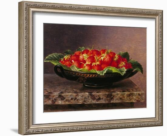 Strawberries in a Greek Kylix-Johan Laurentz Jensen-Framed Giclee Print