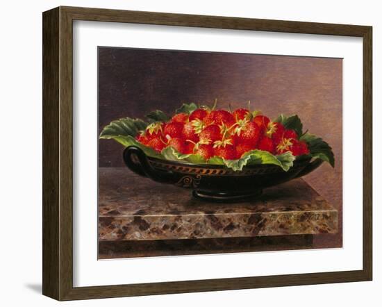 Strawberries in a Greek Kylix-Johan Laurentz Jensen-Framed Giclee Print