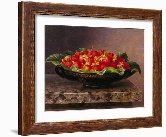 Strawberries in a Greek Kylix-Johan Laurentz Jensen-Framed Giclee Print