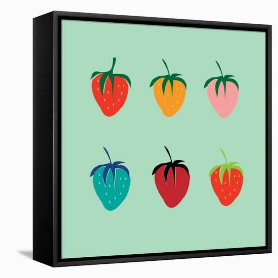 Strawberries in a Pop Art Style-De Visu-Framed Stretched Canvas