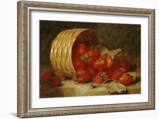 Strawberries in a Wicker Basket on a Ledge, 1895-Eloise Harriet Stannard-Framed Giclee Print