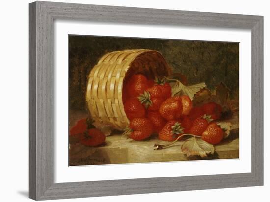 Strawberries in a Wicker Basket on a Ledge, 1895-Eloise Harriet Stannard-Framed Giclee Print