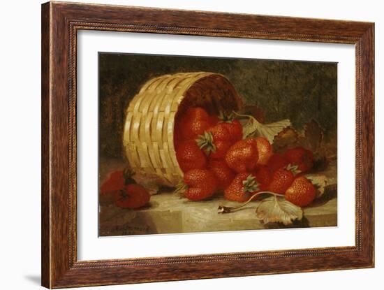 Strawberries in a Wicker Basket on a Ledge, 1895-Eloise Harriet Stannard-Framed Giclee Print