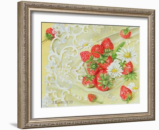 Strawberries on Lace, 1999-E.B. Watts-Framed Giclee Print