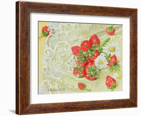 Strawberries on Lace, 1999-E.B. Watts-Framed Giclee Print