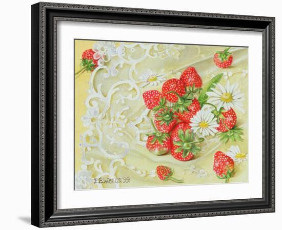 Strawberries on Lace, 1999-E.B. Watts-Framed Giclee Print