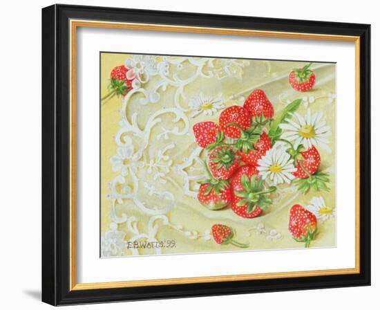 Strawberries on Lace, 1999-E.B. Watts-Framed Giclee Print