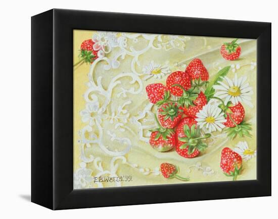 Strawberries on Lace, 1999-E.B. Watts-Framed Premier Image Canvas