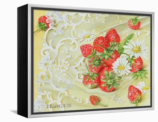 Strawberries on Lace, 1999-E.B. Watts-Framed Premier Image Canvas