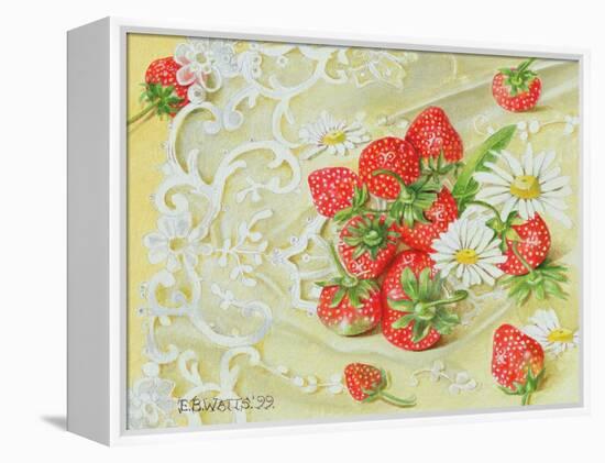 Strawberries on Lace, 1999-E.B. Watts-Framed Premier Image Canvas