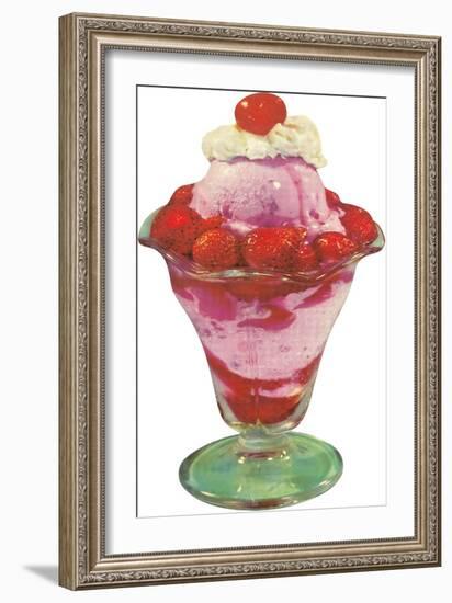 Strawberry Ice Cream Sundae-null-Framed Premium Giclee Print