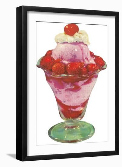 Strawberry Ice Cream Sundae-null-Framed Premium Giclee Print