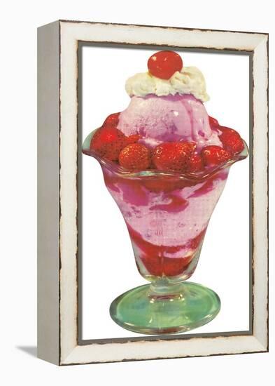 Strawberry Ice Cream Sundae-null-Framed Stretched Canvas