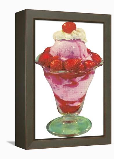 Strawberry Ice Cream Sundae-null-Framed Stretched Canvas