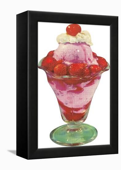 Strawberry Ice Cream Sundae-null-Framed Stretched Canvas