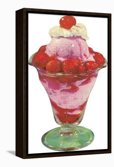 Strawberry Ice Cream Sundae-null-Framed Stretched Canvas