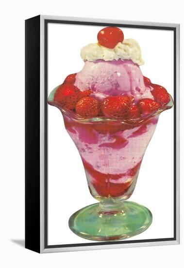 Strawberry Ice Cream Sundae-null-Framed Stretched Canvas