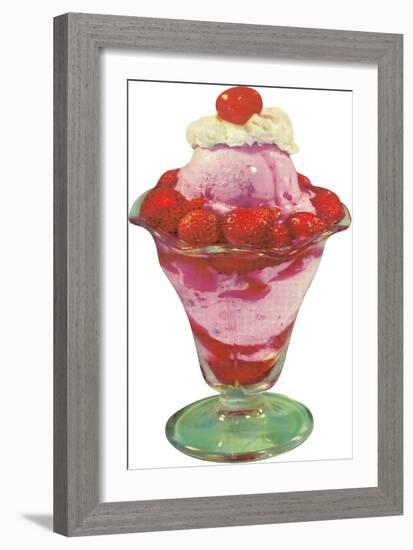 Strawberry Ice Cream Sundae-null-Framed Art Print