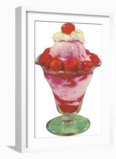 Strawberry Ice Cream Sundae-null-Framed Art Print