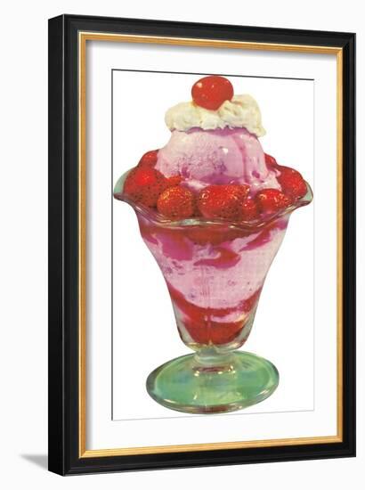 Strawberry Ice Cream Sundae-null-Framed Art Print