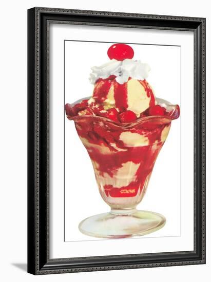 Strawberry Ice Cream Sundae-null-Framed Art Print