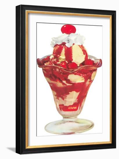 Strawberry Ice Cream Sundae-null-Framed Art Print