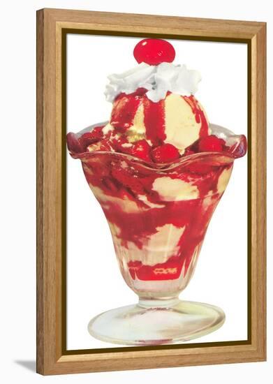 Strawberry Ice Cream Sundae-null-Framed Stretched Canvas