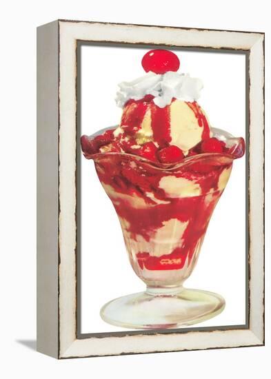 Strawberry Ice Cream Sundae-null-Framed Stretched Canvas