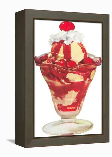 Strawberry Ice Cream Sundae-null-Framed Stretched Canvas