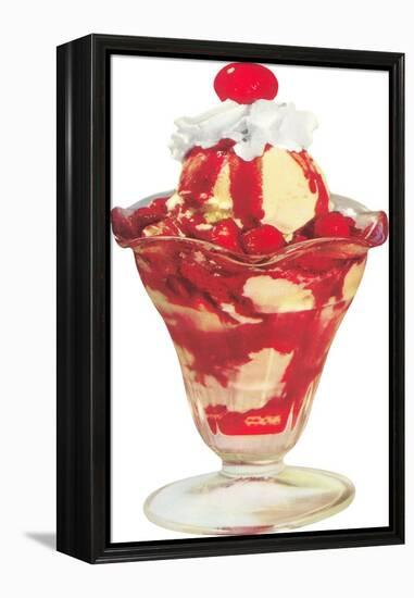 Strawberry Ice Cream Sundae-null-Framed Stretched Canvas