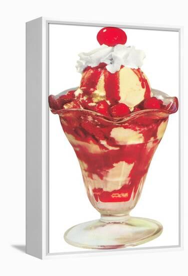 Strawberry Ice Cream Sundae-null-Framed Stretched Canvas