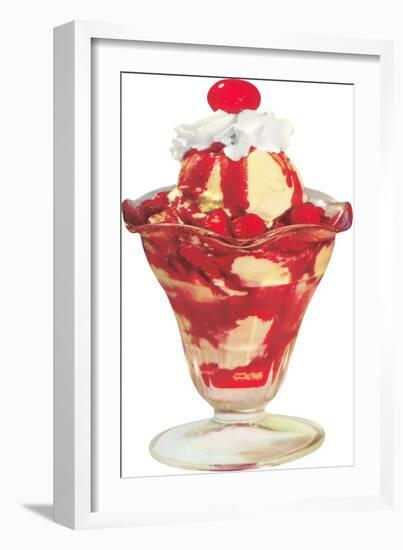 Strawberry Ice Cream Sundae-null-Framed Premium Giclee Print