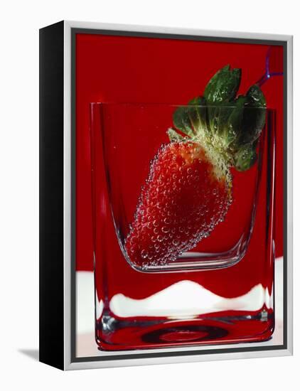 Strawberry in a Glass of Water-Vladimir Shulevsky-Framed Premier Image Canvas