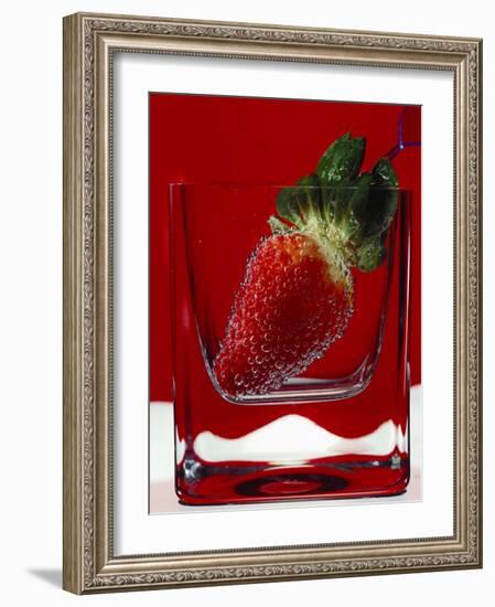 Strawberry in a Glass of Water-Vladimir Shulevsky-Framed Photographic Print