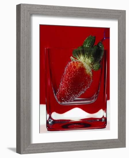 Strawberry in a Glass of Water-Vladimir Shulevsky-Framed Photographic Print