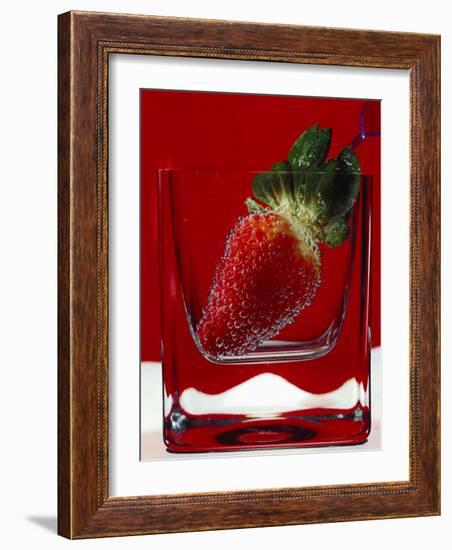 Strawberry in a Glass of Water-Vladimir Shulevsky-Framed Photographic Print