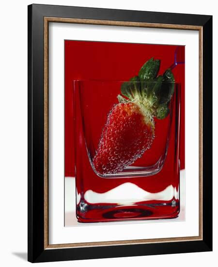 Strawberry in a Glass of Water-Vladimir Shulevsky-Framed Photographic Print