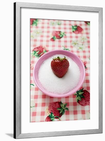 Strawberry in a Small Dish of Sugar-Foodcollection-Framed Photographic Print