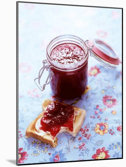 Strawberry Jam on Toast and in Preserving Jar-Roland Zollner-Mounted Photographic Print