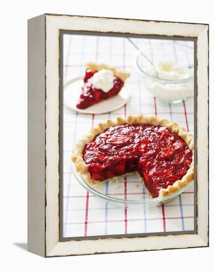 Strawberry Pie in Baking Dish with Slice Removed-Keller and Keller Photography-Framed Premier Image Canvas