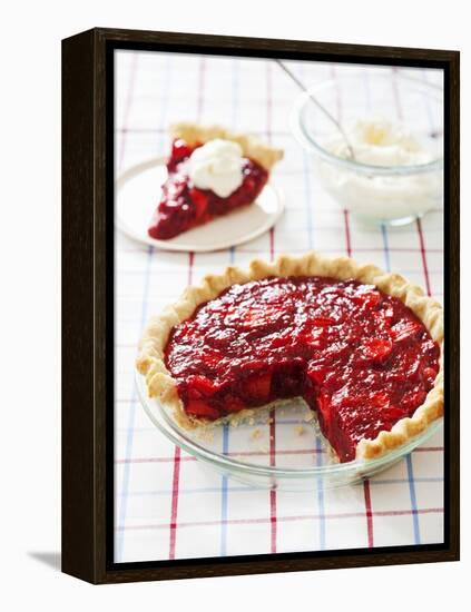 Strawberry Pie in Baking Dish with Slice Removed-Keller and Keller Photography-Framed Premier Image Canvas