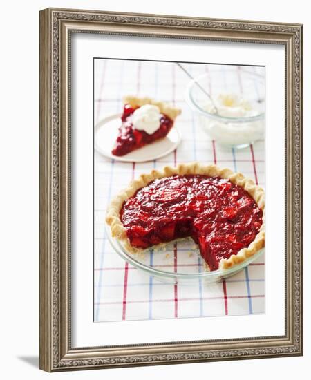 Strawberry Pie in Baking Dish with Slice Removed-Keller and Keller Photography-Framed Photographic Print