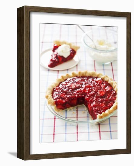 Strawberry Pie in Baking Dish with Slice Removed-Keller and Keller Photography-Framed Photographic Print