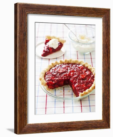 Strawberry Pie in Baking Dish with Slice Removed-Keller and Keller Photography-Framed Photographic Print