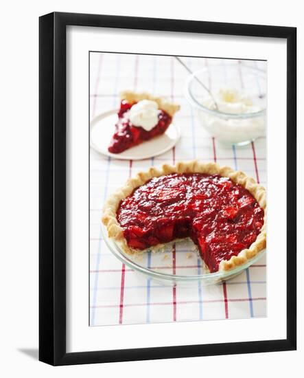Strawberry Pie in Baking Dish with Slice Removed-Keller and Keller Photography-Framed Photographic Print