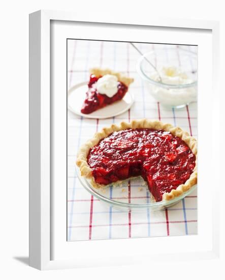 Strawberry Pie in Baking Dish with Slice Removed-Keller and Keller Photography-Framed Photographic Print